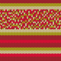 Canvas Print - Craft knitted fabric striped ornament. Winter sweater striped jersey textile.