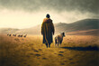 Photograph of a Shepherd in a Field Generative AI