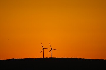 wind turbine at sunset