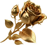 Gold rose on transparent background. Generative AI.