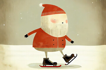 Sticker - Santa in red sweater. Christmas card. Negative space. Generative AI