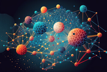 Science background, abstract digital background, network connection structure, and large data visualization. Generative AI