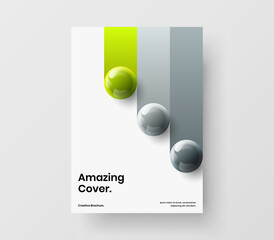 Premium realistic balls pamphlet illustration. Creative corporate brochure A4 design vector layout.