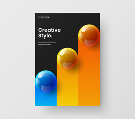 Abstract realistic spheres company brochure template. Minimalistic corporate identity A4 design vector illustration.