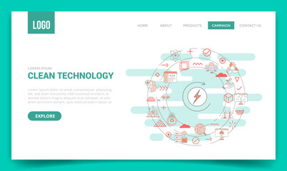 clean technology concept with circle icon for website template or landing page homepage