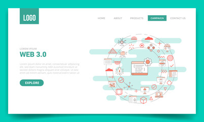 Wall Mural - web 3.0 concept with circle icon for website template or landing page homepage