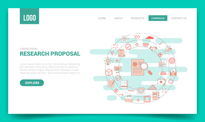Wall Mural - research proposal concept with circle icon for website template or landing page homepage