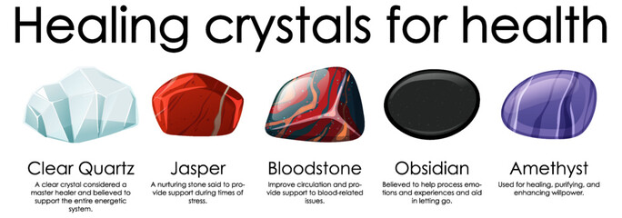 Wall Mural - healing crystals for health collection