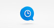 © Lemonsoup14 - Clock time alarm 3d icon isolated on white background with blue message speech bubble hour stopwatch symbol concept or countdown timer watch clockwise dial sign and simple minute deadline flat object.