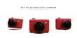 Set of 3d realistic camera isolated on white background. Vector illustration