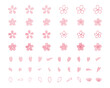 水彩風の桜の花のイラストセット　春　花びら　さくら　手描き　飾り　サクラ　お花見　満開　装飾　入学