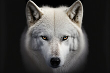 Close Up On A White Wolf Eyes On Black