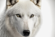 Close Up On A White Wolf Eyes Isolated On White