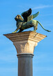 Winged lion sculpture (symbol of Venice) on St. Marco square, Venice, Italy