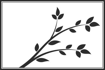 Wall Mural - tree branch with leaves. abstract vector twig isolated. botanical illustration.
