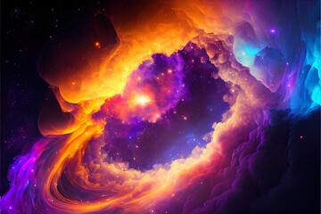Aufkleber - illustration on the theme of life in space with super bright colors and planets and stars