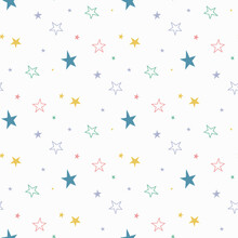Colorful Seamless Patter With Doodle Chaotic Stars 