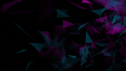 Poster - abstract plexus pink and blue geometry background. digital technology network connection concept. 3d