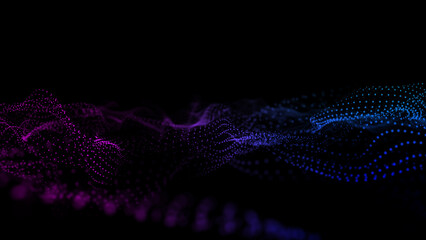 Wall Mural - Wave of dots and weave lines. Abstract background. Network connection structure.