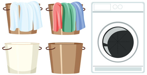 Wall Mural - laundry room objects set