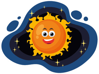 Wall Mural - cartoon sun planet with facial expression