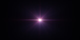 Fototapeta  - 3d rendering. Abstract pink purple digital lens flare with bright light on black background. Optical flare elements used for texture, background or screen project overlay.