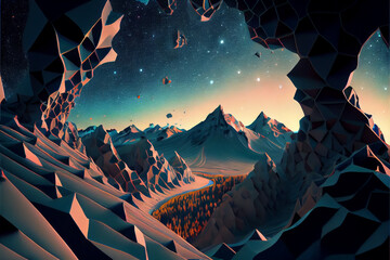Wall Mural - magical of beautiful mountain landscape with a  sky milkyway