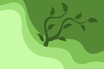 Wall Mural - vector white tree with green waves. abstract plant.
