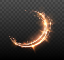 Sticker - Glowing circle lines. Magic shining circles. Vector golden light effect.