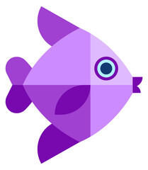 Wall Mural - Purple fish. Stylized underwater ocean fauna icon