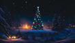 © 4K_Heaven - Christmas tree in the night, Abstract painting.