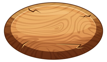 Wall Mural - oval wooden signboard. cartoon vintage timber panel