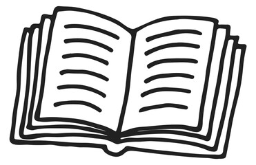 Wall Mural - open book doodle. reading icon. studying symbol