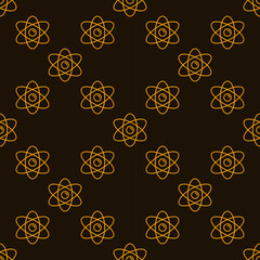 Wall Mural - Yellow Atom Seamless Background vector Chemistry geometric line Pattern