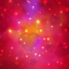 Wall Mural - Abstract colorful background with hearts bokeh