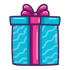 Sticker - blue gift box present