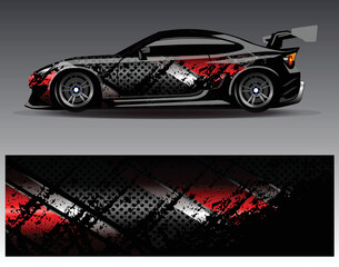 Car wrap design vector. Graphic abstract stripe racing background kit designs for wrap vehicle  race car  rally  adventure and livery