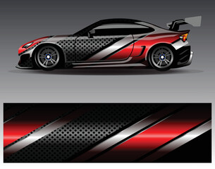 Car wrap design vector. Graphic abstract stripe racing background kit designs for wrap vehicle  race car  rally  adventure and livery