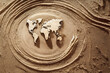 Creative and original sand world map, ideal for communicating energy and travel. It attracts attention and can be used to illustrate global concepts.