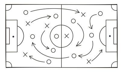 Soccer strategy field on white background vector illustration 10 eps