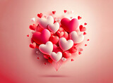 Fototapeta Perspektywa 3d - valentine background with hearts,  generative ai