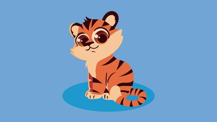 Wall Mural - cute tiger animal character animation