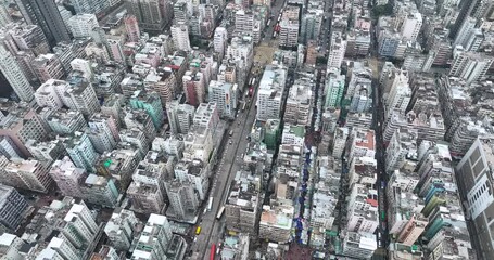 Fototapete - Top down view of Hong Kong city