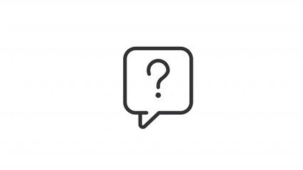 Poster - Animated ask question linear icon. Speech balloon with confusion mark. Looking for answer. Seamless loop HD video with alpha channel on transparent background. Outline motion graphic animation