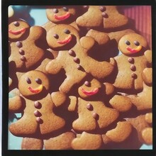 Gingerbread Men Family Photo - Polaroid Found Photo Style - Christmas Generative Ai Design