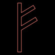 Neon fehu rune F symbol feoff own wealth red color vector illustration image flat style