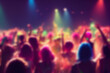 © Аrtranq - Blurred background revelry shindig. Night party with people are having fun in colorful spotlight at a nightclub