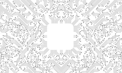 Grey circuit line technology pattern on white background vector