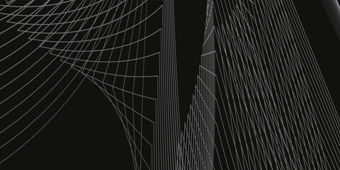 Black abstract banner background. Dark deep black dynamic vector background with wavy lines. Modern creative premium gradient.
