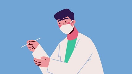 Canvas Print - professional doctor with test animation